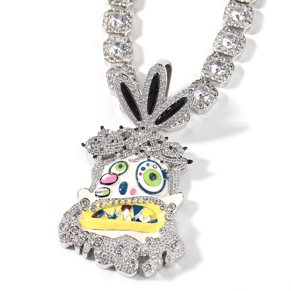 Hip Hop Colorful Enamel Pendant Necklace Jewelry Real Gold Plated Cool Men Gift