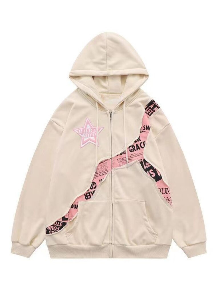 Womens Hoodies Sweatshirts Y2K Women Vintage Korean Streetwear Zip Up Star Harajuku Zipper Jackets Kpop Hip Hop Sweatshirt Tops Coats Clothes 230710