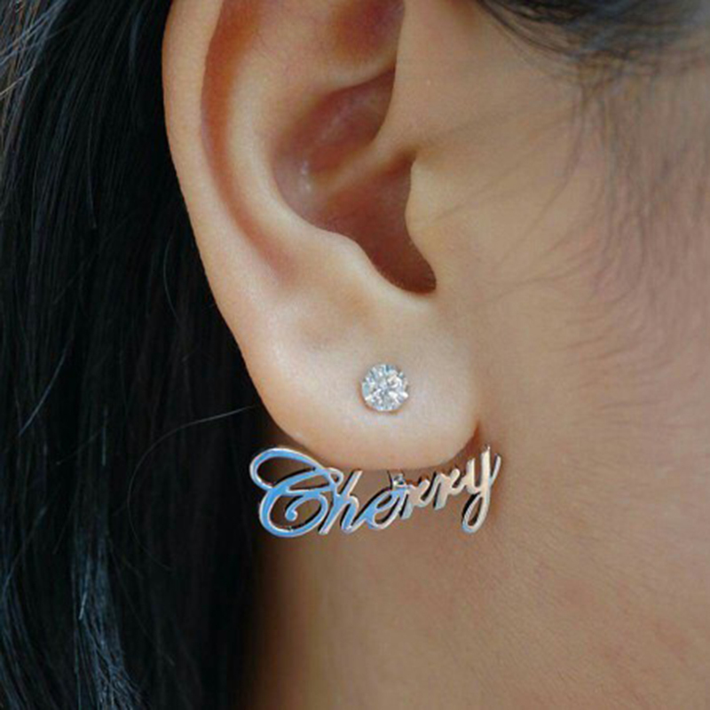 Hoop Huggie DODOAI Zircon Name Earrings Nameplate Stud Earring For Women Personalized Custom Letter CZ Curved BFF 230707