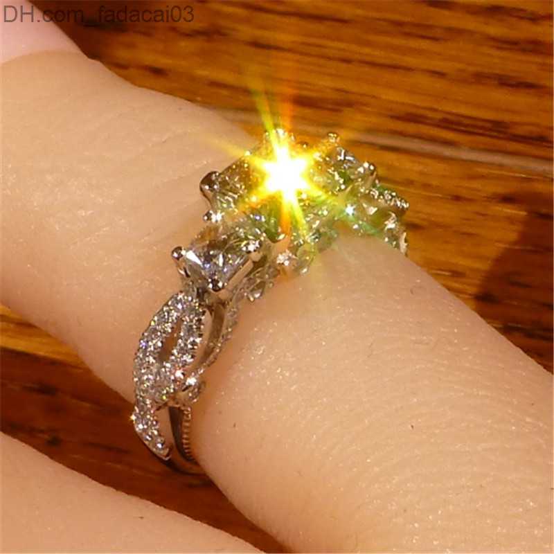 Wedding Rings Vintage Three Stone Lab Diamond Ring 925 Sterling Silver Bijou Engagement Wedding ring Men's Charm Party Jewelry Z230711