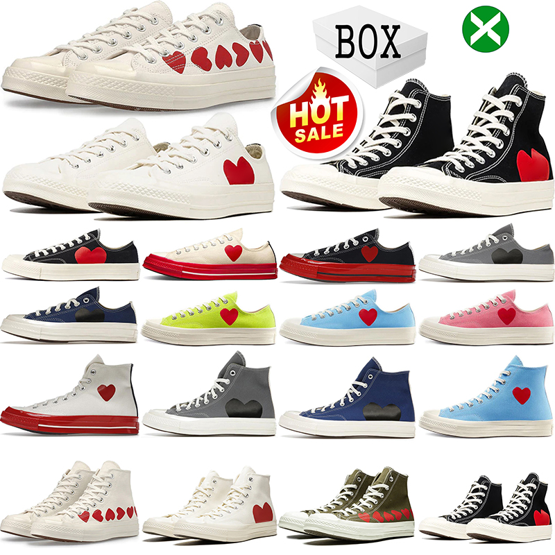 comme shoes men women trainers canvas PLAY big red Multi heart eye low high White Black Grey Blue Quartz Bright Green Pink Polka Dot White casual sneaker with box