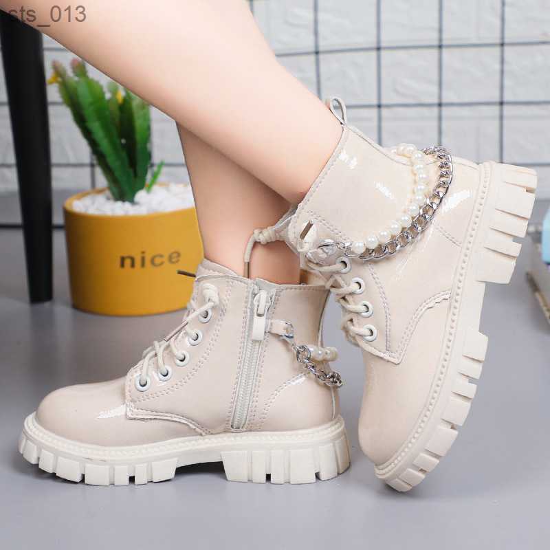 Girls Ankle Boots Autumn Winter Fashion Beautiful Princess Pearl Non-slip Performance Kids Boots Children Girl Shose L230518