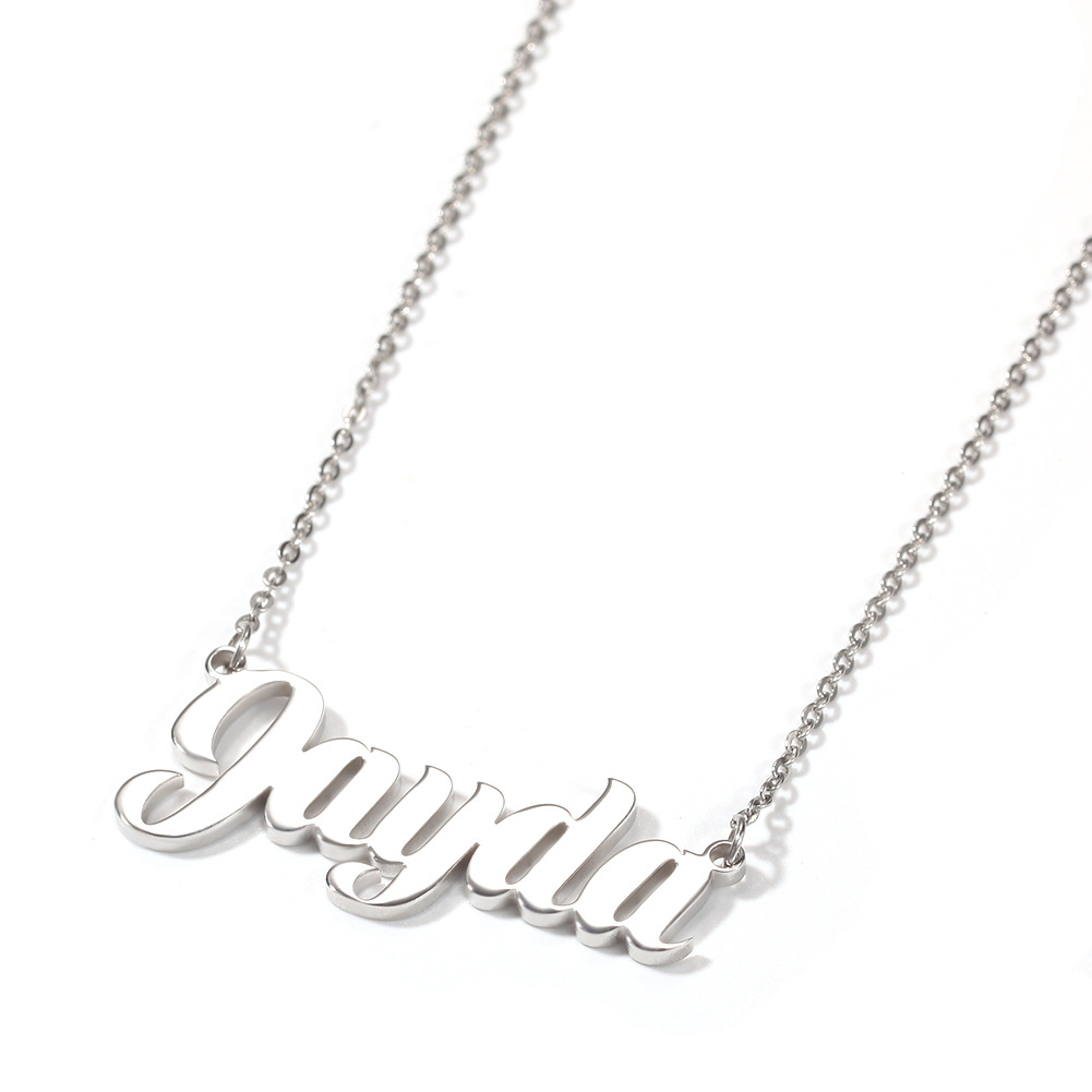 Personalized Custom A-Z Letters Name Pendant Necklace Stainless Steel Jewelry Women Men Couple Gift