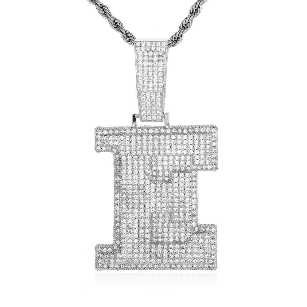 Custom Large Number A-Z Letters Pendant Necklaces 5A Zircon 18K Real Gold Plated