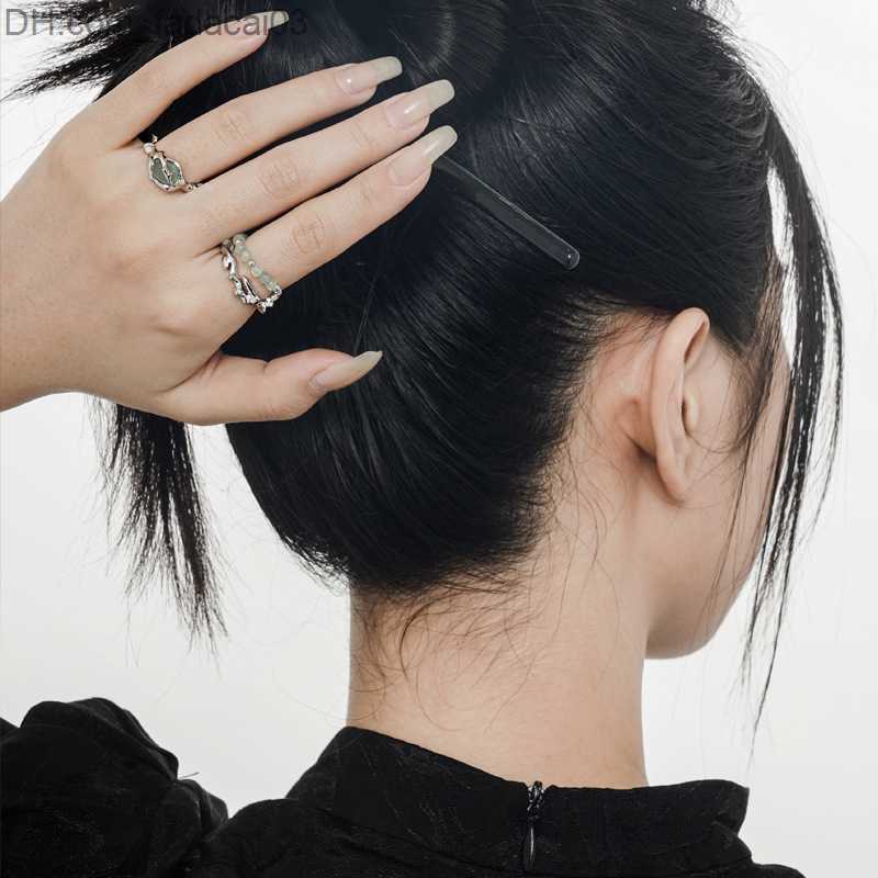 Wedding Rings F INS Genuine S925 Sterling Silver Open Ring Aventrine Jade Gemstone Punk Rock Adjustable Finger Fashion Exquisite Jewelry Gift Z230712