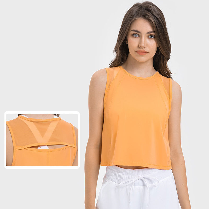 050- Tank Tops Back Hollow Sleeveless Shirts Quick-Drying Yoga Tops Casual Sweatshirt Women Vest Breathable Smock Sexy Blouse