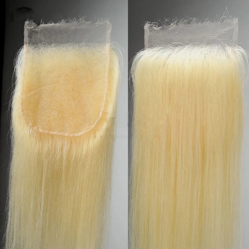 12-24inch Blonde 613# Color HD Swiss Lace 13X4 Lace Frontal 4X4 5*5 Lace Closure Indian 100% Human Virgin Hair Silky Straight