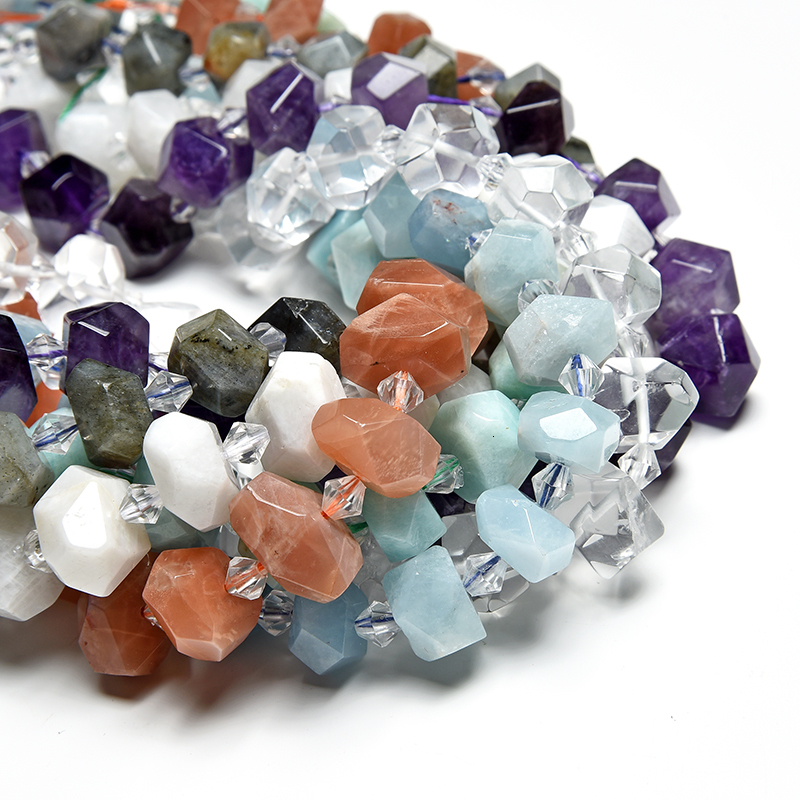 Synthetic Quartz natural Faceted Aquamarine Labradorite Amethyste stone beads gemstone DIY loose for jewelry making strand 230707