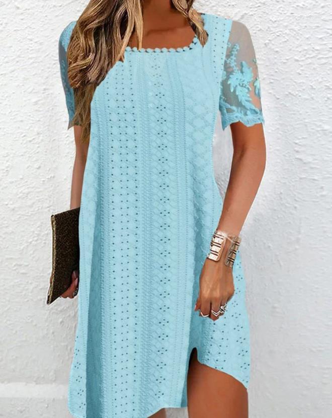 Casual Dresses Lace Patch Eyeliner Embroidered Dress Fashion Womens In 2023