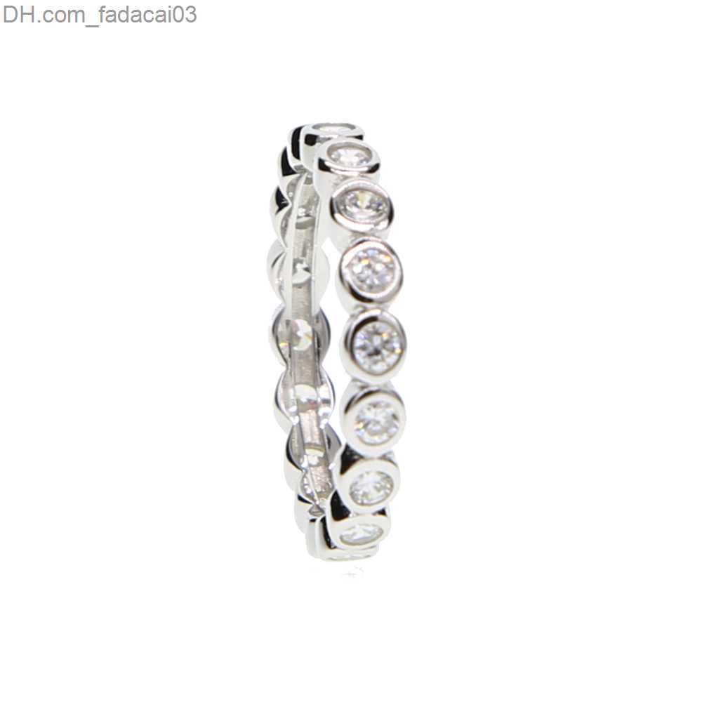 Wedding Rings 2017 Jewelry Stackable Border CZ Wedding Engagement Eternal Band 925 Stainless Steel Tritone Stacked Ring Set Z230712