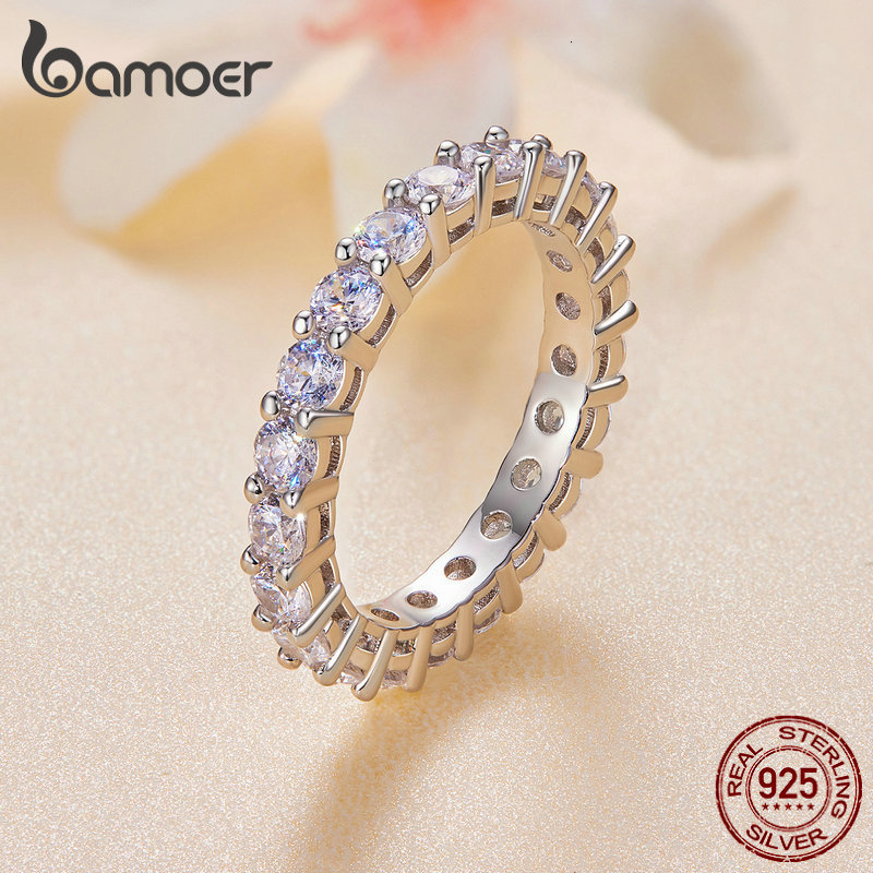 With Side Stones Ring Full Band for Women 925 Sterling Silver Diamond Wedding Engagement 230707