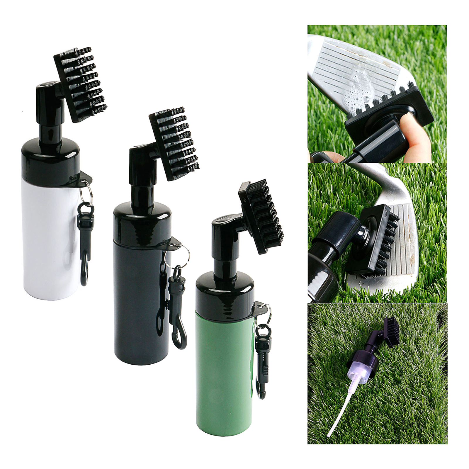 Other Golf Products Protable Golf Club Groove Brush Plastic Cleaning Brush Golf Cleaner With Water Bottle Self-Contained Water Brush - Black Ball 2307