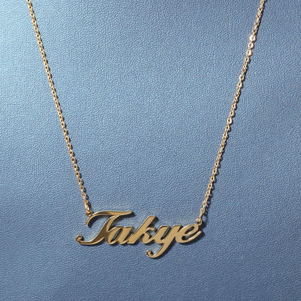 Personalized Custom A-Z Letters Name Pendant Necklace Stainless Steel Jewelry Women Men Couple Gift