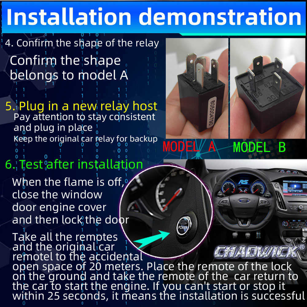 New 501 Wireless Car Engine Relay-shaped Automobile Hidden Lock Immobilizer Device 12V