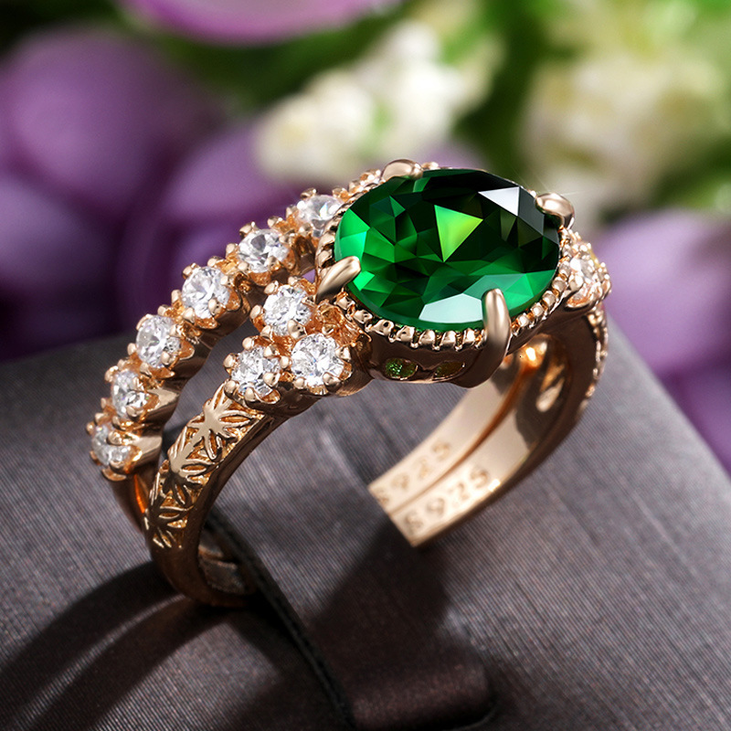 With Side Stones 18K Multi Gold Ring for Women Natural 2 Diamond with Jewelry Anillos De Bizuteria Mujer Gemstone Rings Box 230707