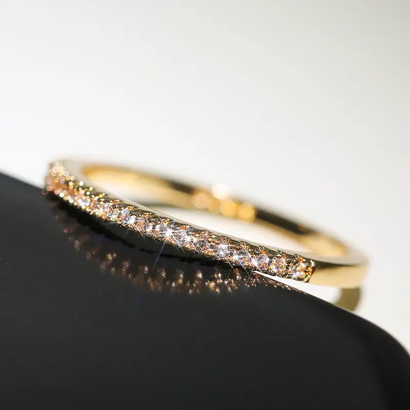 Simple Fashion Wedding Rings Sparkling Jewelry 925 Sterling Silver Rose Gold Fill Pave White Sapphire CZ Diamond Gemstones Party Women Engagement Band
