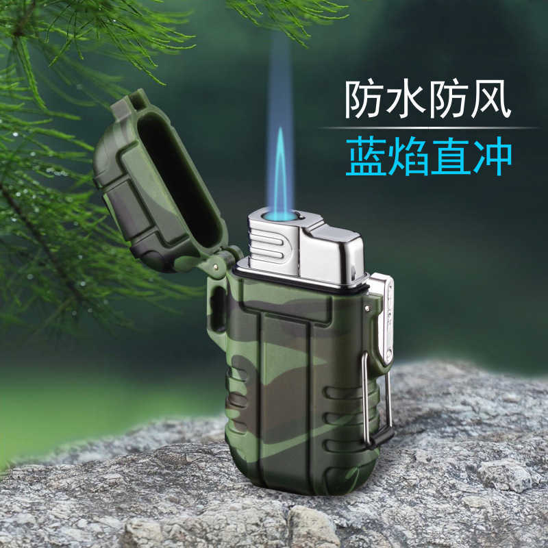 Waterproof Jet No Gas Lighter Portable Outdoor Torch Butane Turbo Cigar Cigarette Smoke Survival Tool Windproof Camping L9WA W260202