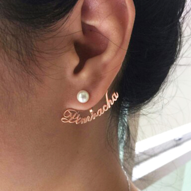 Hoop Huggie DODOAI Zircon Name Earrings Nameplate Stud Earring For Women Personalized Custom Letter CZ Curved BFF 230707