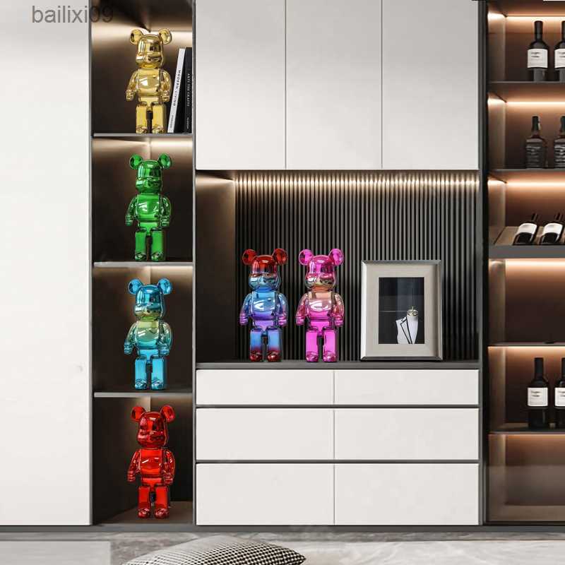 Decorative Objects Figurines Electroplating Violent Bear Resins Bearbrick Decor Animal Statue Sculpture Home Decoration Living RoomTV Cabinet T230710