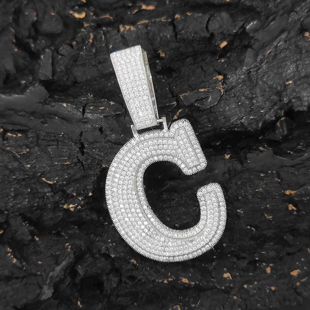 Custom Large Number A-Z Letters Pendant Necklaces 5A Zircon 18K Real Gold Plated
