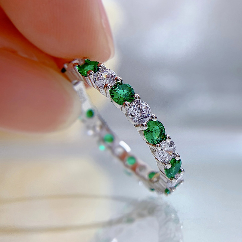 With Side Stones OEVAS 100 925 Sterling Silver Emerald High Carbon Diamond Rings For Women Sparkling Wedding Party Fine Jewelry Gift Wholesale 230707