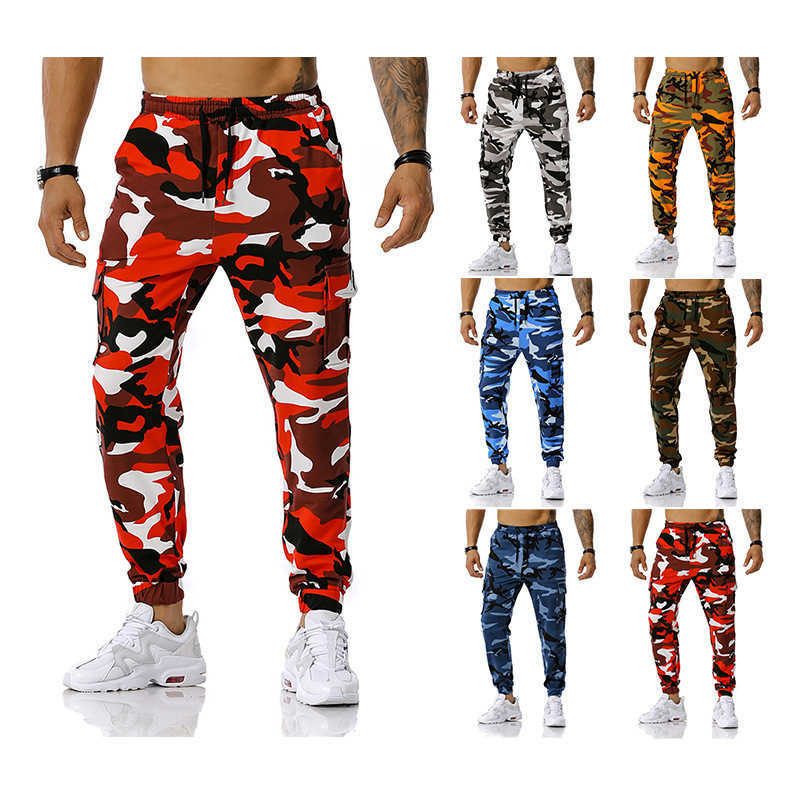 Jeans Camouflage Pencil Cargo Pants Men Multi Pocket Military Camo Pants Army Track Trousers Male Streetwear Overalls Homme X0621