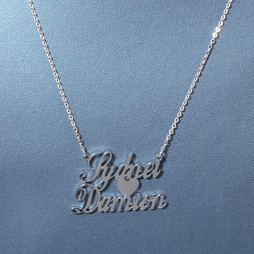 Personalized Custom A-Z Letters Name Pendant Necklace Stainless Steel Jewelry Women Men Couple Gift