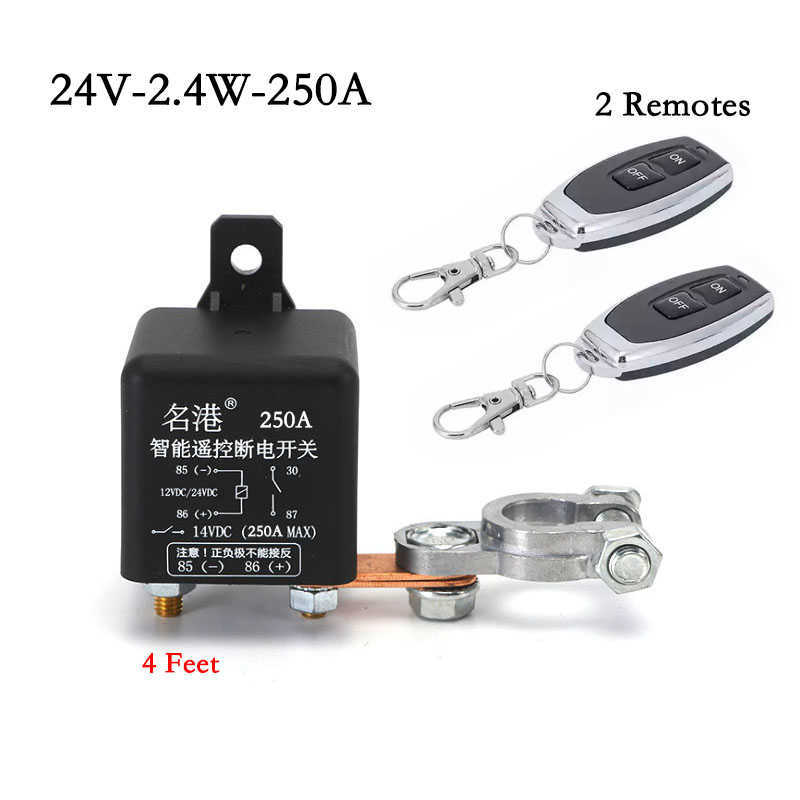 New 12V 250A Universal Battery Switch Relay Integrated Wireless Remote Control Disconnect Cut Off Isolator Master Switches