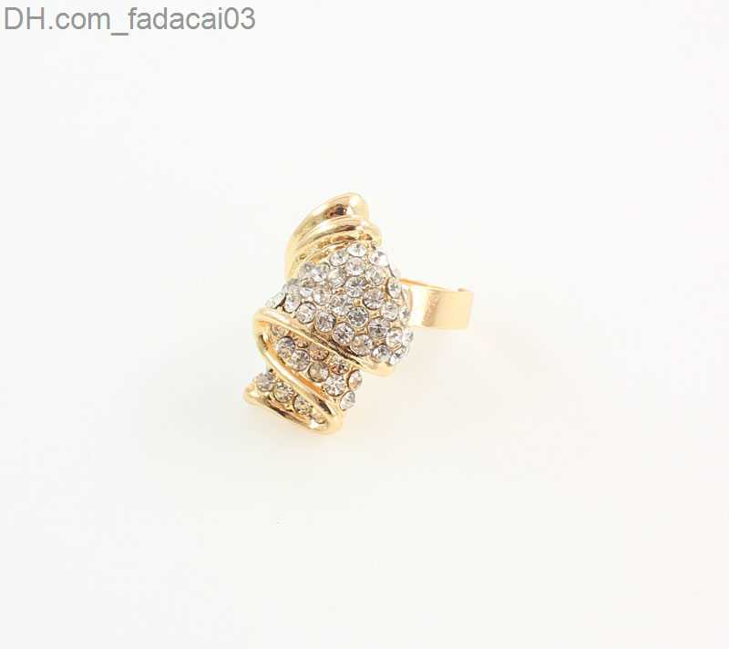 Wedding Rings Wholesale Fashion Gold Alloy Rhinestone Wedding Jewelry Set Necklace Bracelet Ring Earrings Z230712