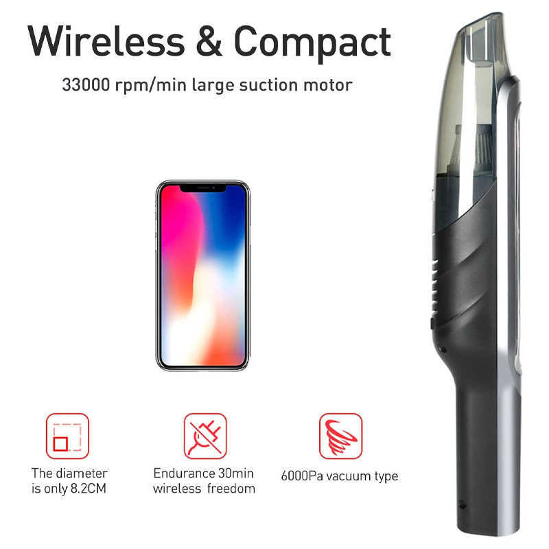 New 6000Pa Vacuum Strong Wireless Handheld Appliance Cleaning hine Portable Dust Cleaner for Home Car