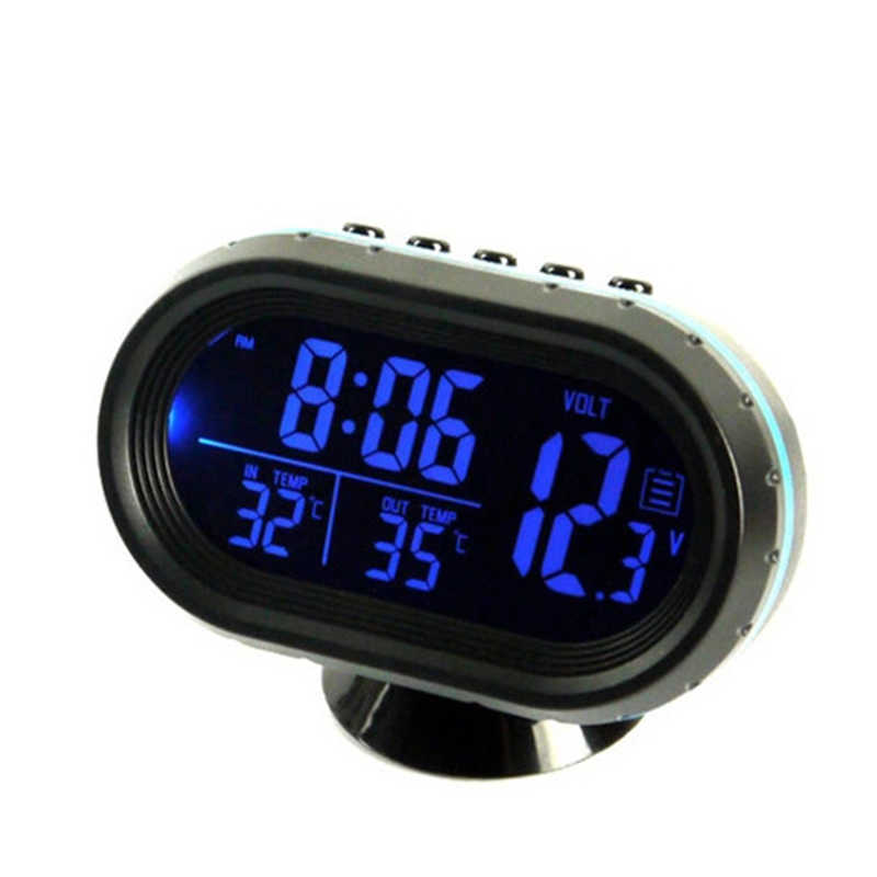New 3 IN 1 Multi-function Temperature Voltmeter Thermometer Electronic Car Night Light Clock Supplies Green Blue