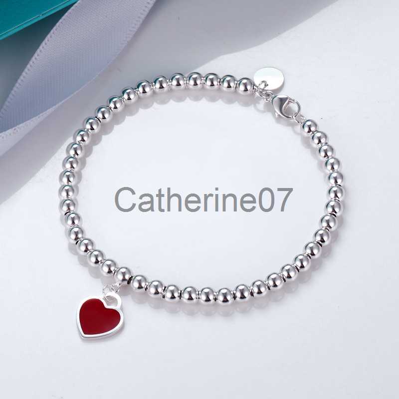 Bangle S925 sterling silver love bracelet bangle designer jewelry lovely blue pink red heart pendant tennis bracelets for women J230710