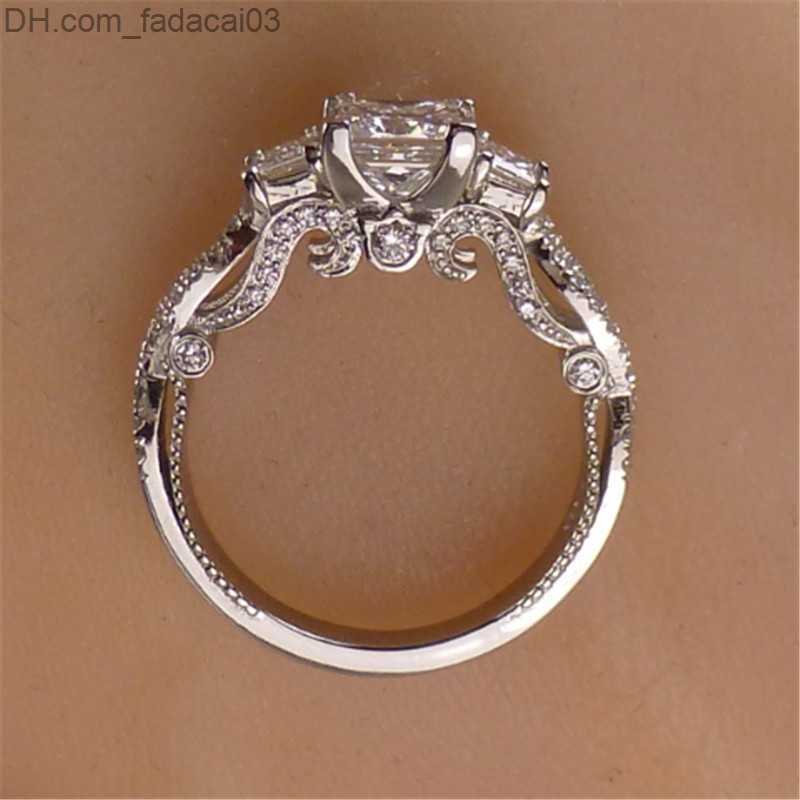 Wedding Rings Vintage Three Stone Lab Diamond Ring 925 Sterling Silver Bijou Engagement Wedding ring Men's Charm Party Jewelry Z230711