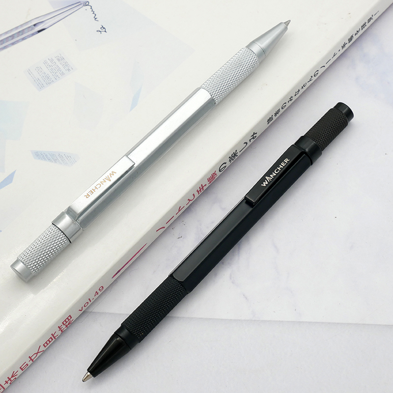 Ballpoint Pens WANCHER Pen Original Hexagon Brass Metal Rotary Black 05mm Refill Replaceable W1558 Office School Stationery 230707