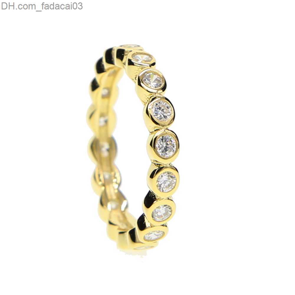 Wedding Rings 2017 Jewelry Stackable Border CZ Wedding Engagement Eternal Band 925 Stainless Steel Tritone Stacked Ring Set Z230712