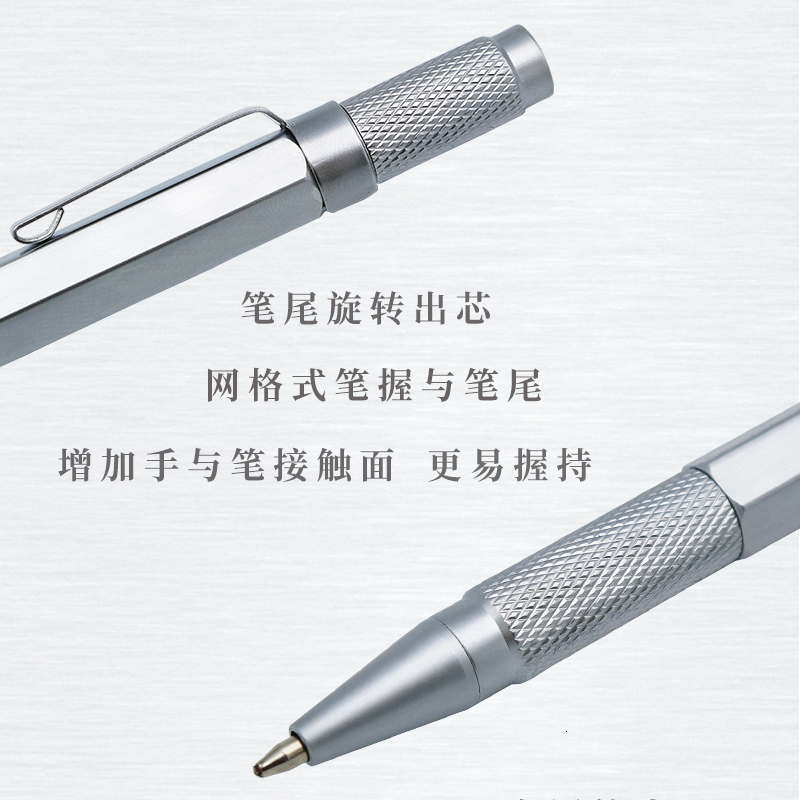 Ballpoint Pens WANCHER Pen Original Hexagon Brass Metal Rotary Black 05mm Refill Replaceable W1558 Office School Stationery 230707