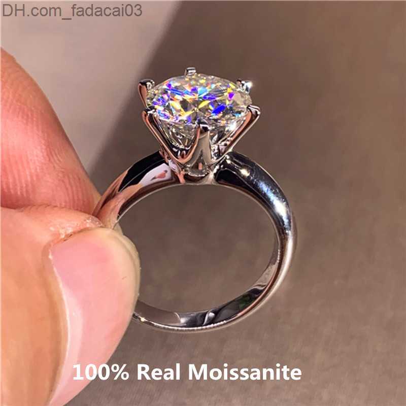 Bagues de mariage classique 6 griffes 5 carats bague ronde en silice fondue en argent pur plaqué avec or 14 carats haute définition bague en diam
