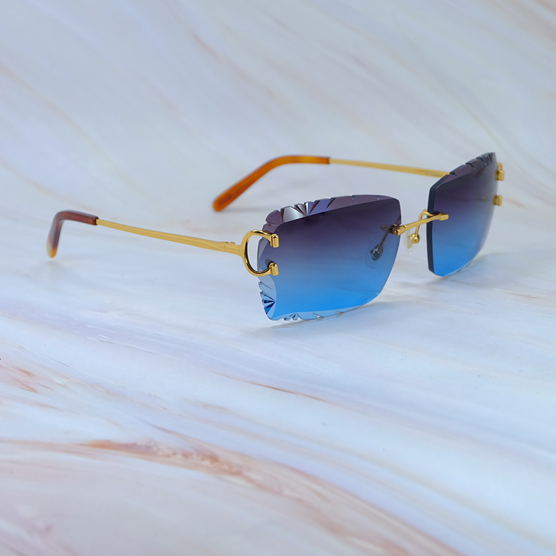Y2K Wire C Sun Glasses Diamond Cut Stylish Sunglasses Rimless Designer Carter Luxury Eyewear Vintage Shades Lentes De Sol Mujer
