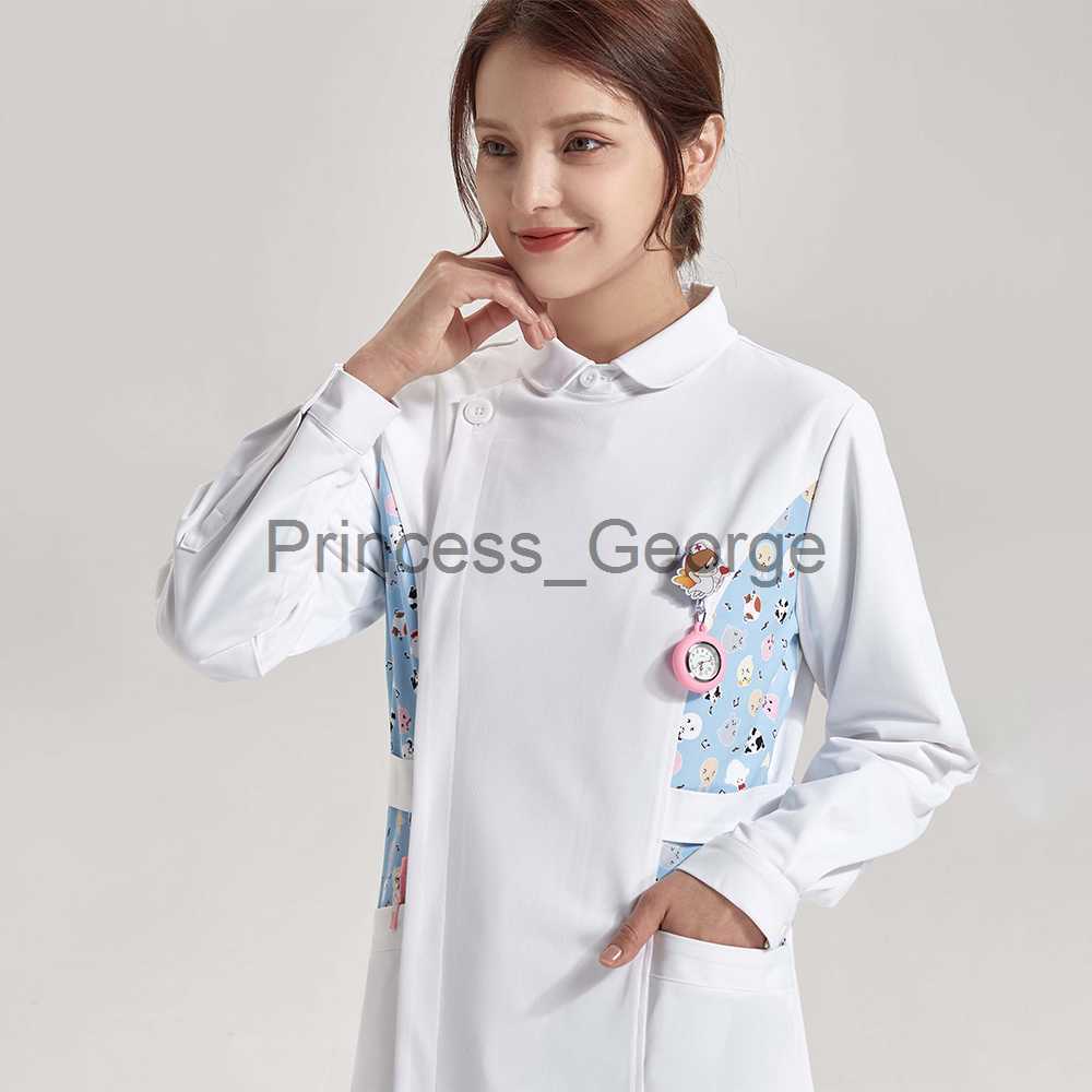 Others Apparel Nurse Dress Scrubs Vitality Healthcare Tunic White Women Pet Vet Beautician Work Uniform Style Nursing Robe Dresses 80301 x0711