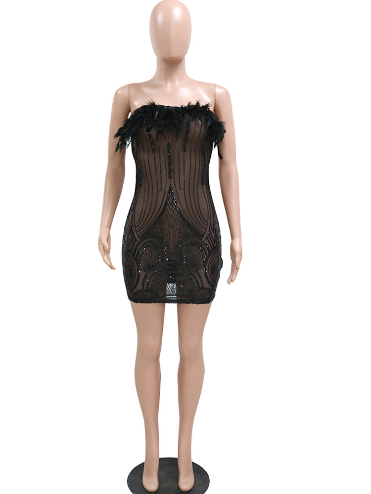 Urban Sexy Dresses Neeleywall Chic Feather Patchwork Sequin Mini Dress Glam See Through Off Shoulder Sequins Short Party Birthday Outifts 230711