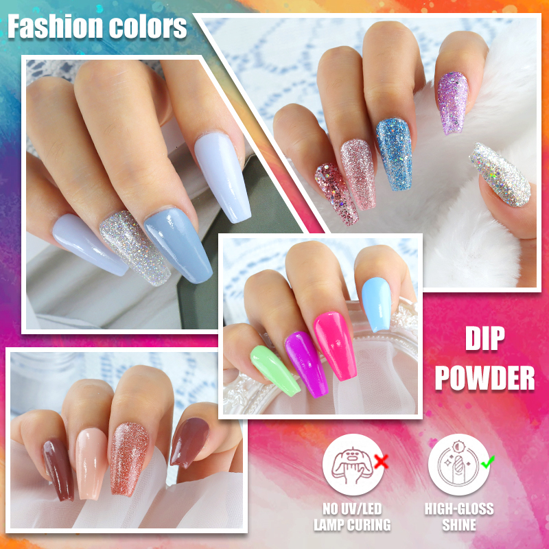 Acrylic Powders Liquids Limegirl Dipping Nail Powder Set No Need Lamp Cure Nail Color iridescent Glitter Natural Dry Dip Nail Decoration Kit French Na