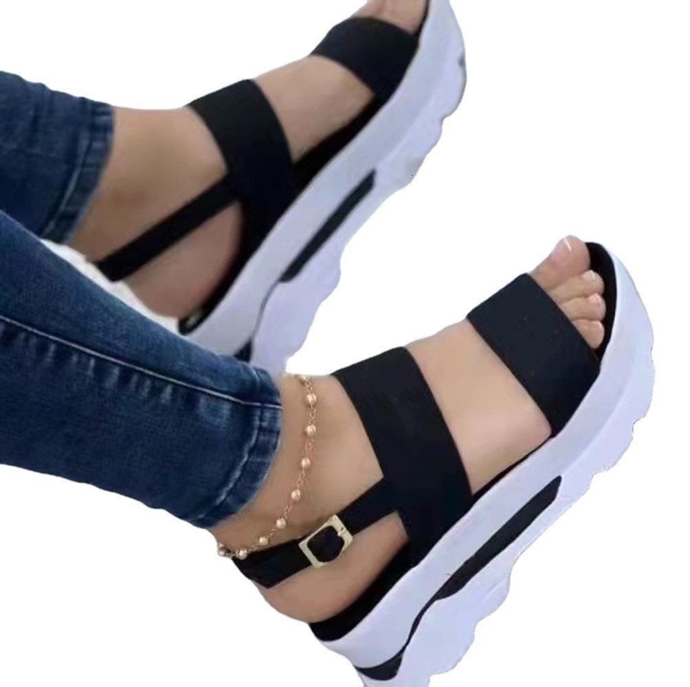 Sandals Summer Large Women's Shoes with Wide Face and Sweet Style Thick Sole Slope Heel Sandals for Women 230710