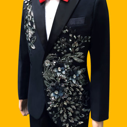 Suits High quality fashion gentleman style custom boy suit tailor jacket 4 piece embroidered sequins costume show 230711
