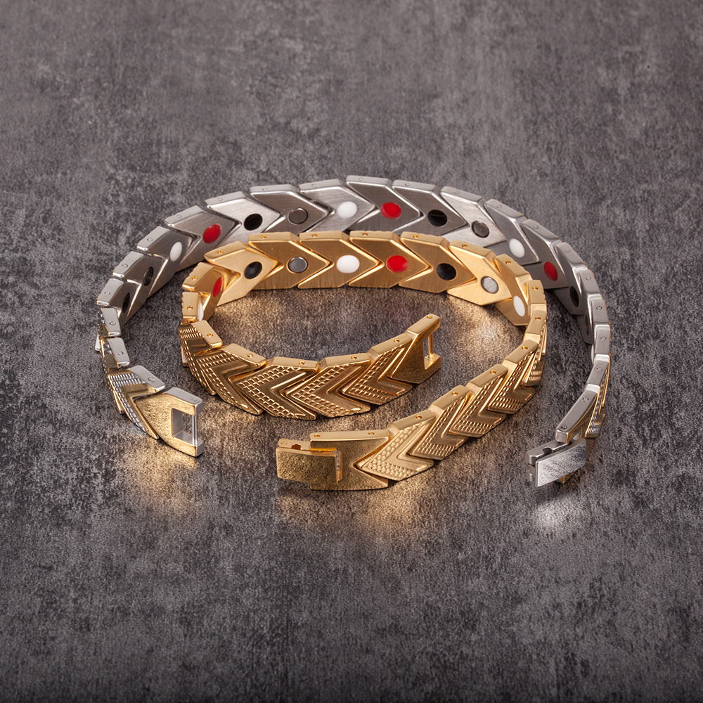 Chain Vinterly Magnetic Bracelets for Women Men Gold color Stainless Steel Health Energy Germanium Link Jewelry Male 230710
