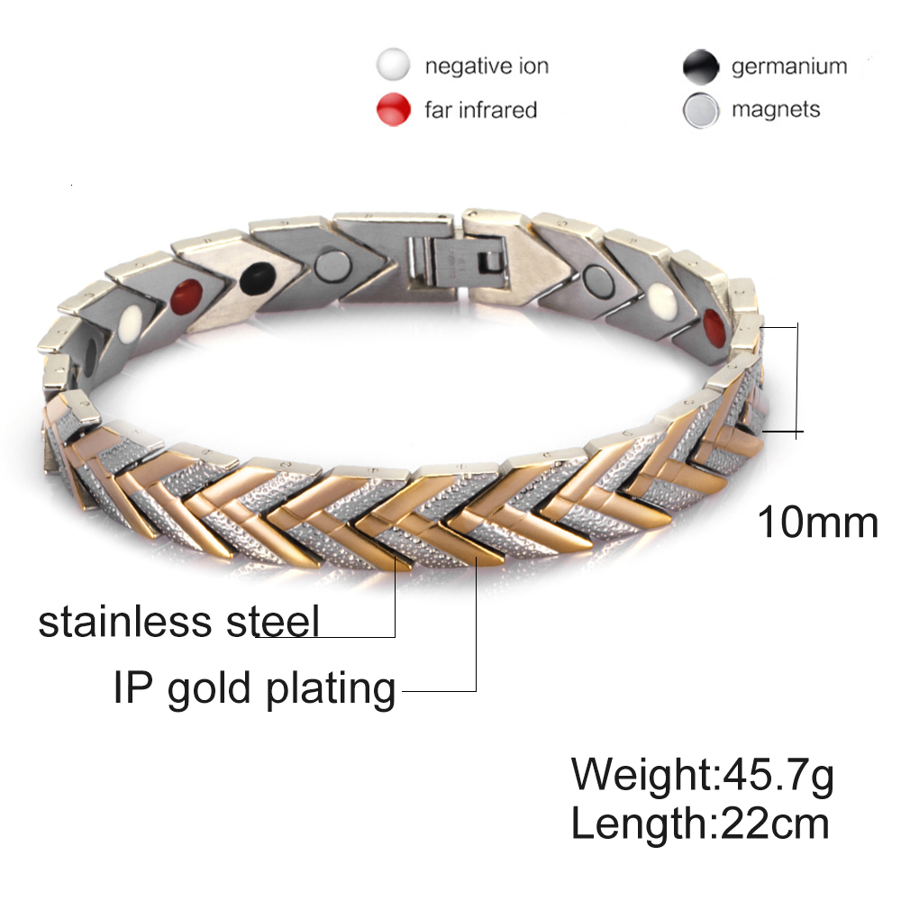Chain Vinterly Magnetic Bracelets for Women Men Gold color Stainless Steel Health Energy Germanium Link Jewelry Male 230710