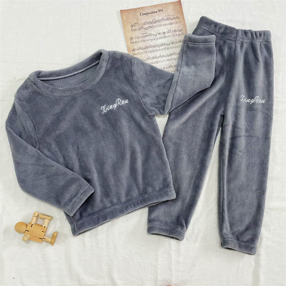 Pajamas Pyjamas Kids Winter Warm Sleeping Wear Sets Boys Girls Fleece Soft Sleepwear Baby Pijamas Clothes 2 pcs Suits 230710
