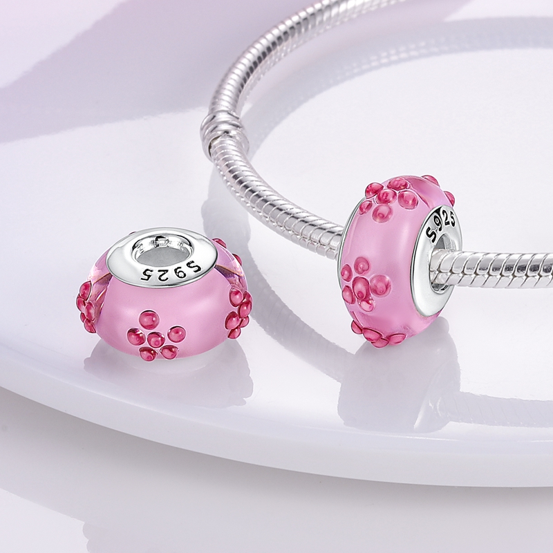 925 SilverCharm Rose Pink Series Infinite Love Mom Heart To Heart Beads Dangle Fashion Charms Set Pendant DIY Fine Beads Jewelry