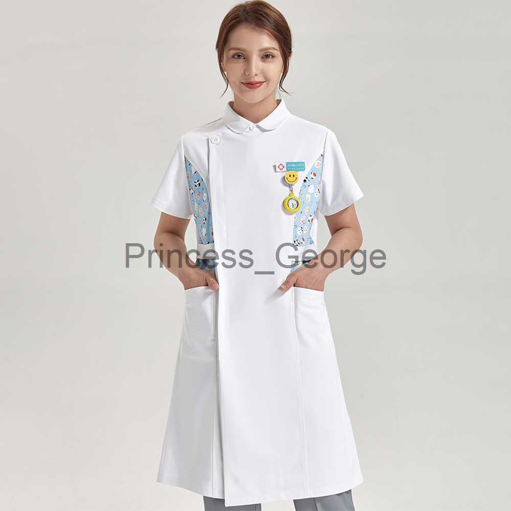 Others Apparel Nurse Dress Scrubs Vitality Healthcare Tunic White Women Pet Vet Beautician Work Uniform Style Nursing Robe Dresses 80301 x0711