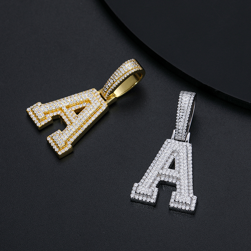 Pendant Necklaces A-Z Letter Jewelry Necklace Women Iced Out Prong Setting Pendant Personalized Charms Rapper Super Star Hip Hop Punk 230710