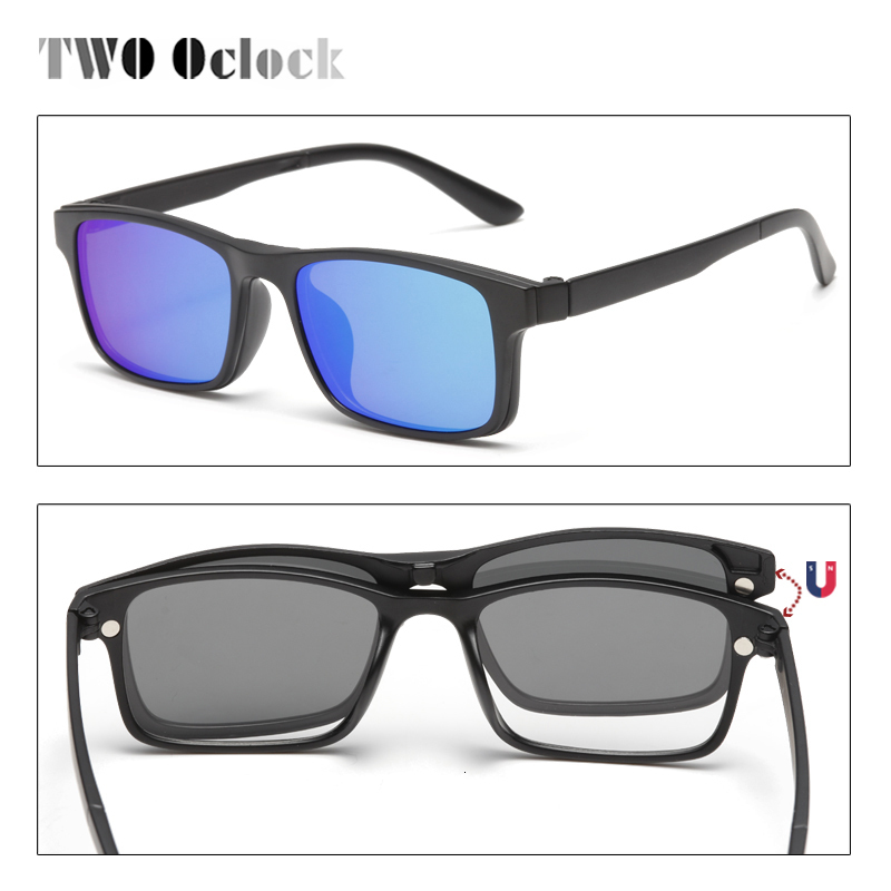 Sunglasses TWO Oclock Flexible Magnet Sunglasses Men Polarized Clip On Glasses Women 7 In 1 Ultra-Light Square Glasses 3D Optic Frame A2247 230710